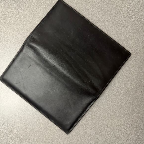 Bosca Checkbook Wallet Black Leather Bi Fold Full Grain Leather USA - Picture 7 of 10